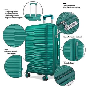 Camkey Luggage 3 Piece Set Suitcase Spinner Hardshell Lightweight TSA Lock, 20 Inch, 24 Inch, 28 Inch (Green)