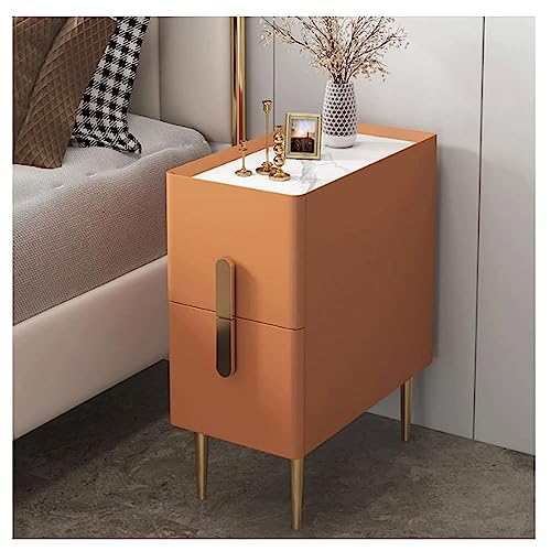 GIADO Gorgeous Nightstand Nightstand W/ 2 Drawers Faux Marble Top Bedside Table Narrow Bedside Cabinet Minimalist End Table Space Saving Bedside Dresse Save Space