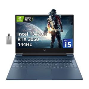 hp victus gaming laptop, 15.6'' fhd 144hz ips display, intel core i5-13420h, nvidia geforce rtx 3050, 16gb ram, 1tb pcie ssd, backlit keyboard, wi-fi 6, hd camera, win 11 pro, blue, 32gb usb card