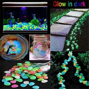 LNATOVI 120PCS Garden Glow Rocks - Outdoor Glow in The Dark Rocks - Luminous Stone for Lawn,Bonsai,Patio,Walkwa (Multi)