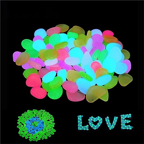 LNATOVI 120PCS Garden Glow Rocks - Outdoor Glow in The Dark Rocks - Luminous Stone for Lawn,Bonsai,Patio,Walkwa (Multi)