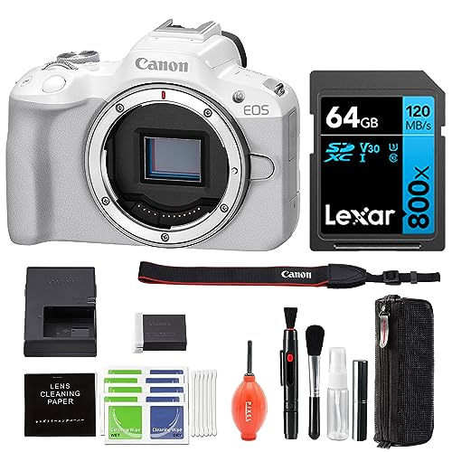 Canon EOS R50 Mirrorless Vlogging Camera (White) with Advanced Accessory and Travel Bundle | 5812C002 | Canon eos r50