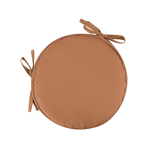 Indoor Outdoor Round Chair Cushions Set of 2, Home Fashions Outdoor Round Reversible Seat Cushion, Non Slip Circle Stool Chair Pads with Ties, Garden Patio Home Kitchen Furniture (Brown, 15inch*2Pcs)