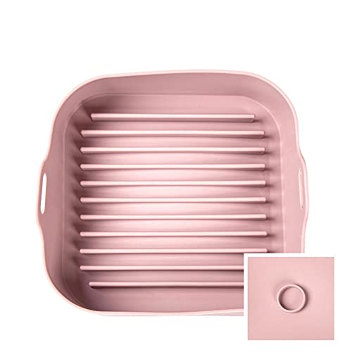 CVLLXS Silicone Pan Multifunctional Air Frying Pot Oven Accessories, Bread Fried Chicken Pizza Basket Baking Disk Baking Tool (Color : Pink) (Pink)