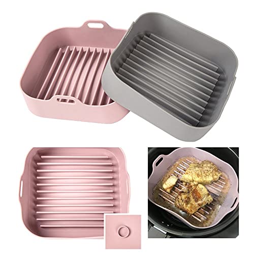 CVLLXS Silicone Pan Multifunctional Air Frying Pot Oven Accessories, Bread Fried Chicken Pizza Basket Baking Disk Baking Tool (Color : Pink) (Pink)