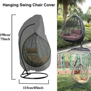 Patio Hanging Egg Chair Cover with Drawstring, Garden Swing Chair Covers 210D Oxford Waterproof Windproof Anti-UV Outdoor Furniture Protector