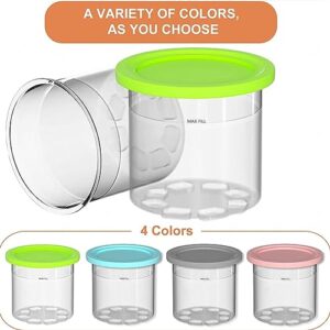 2/4/6PCS Creami Pint Containers , for Ninja Ice Cream Maker Cups ,16 OZ Pint Frozen Dessert Containers Bpa-Free,Dishwasher Safe Compatible with NC299AMZ,NC300s Series Ice Cream Makers ,Blue+Green-4PCS