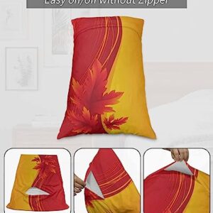 Edwiinsa Fall Leaf Pillow Covers Standard Size Set of 2 Bed Pillow, Red Orange Maple Leaves Farmhouse Plush Soft Comfort for Hair/Skin Cooling Pillowcases with Envelop Closure 20''x26''