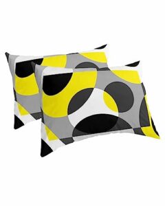 yellow black grey pillow covers standard size set of 2 bed pillow, modern geometric abstract art aesthetics plush soft comfort for hair/ skin cooling pillowcases with envelop closure 20''x26''