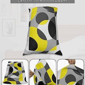 Yellow Black Grey Pillow Covers Standard Size Set of 2 Bed Pillow, Modern Geometric Abstract Art Aesthetics Plush Soft Comfort for Hair/ Skin Cooling Pillowcases with Envelop Closure 20''x26''