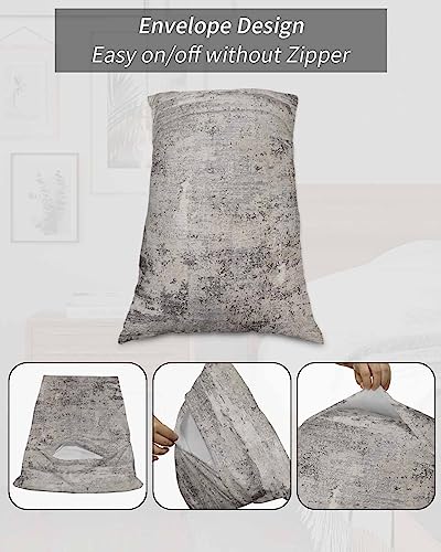 Edwiinsa Beige Wall Pillow Covers King Standard Set of 2 Bed Pillow, Farmhouse Vintage Shabby Wall Abstract Art Plush Soft Comfort for Hair/Skin Cooling Pillowcases with Envelop Closure 20''x36''