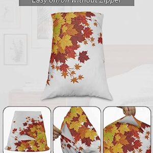 Edwiinsa Fallen Leaf Pillow Covers Standard Size Set of 2 Bed Pillow, Rustic Autumn Orange Ombre Maple Leaves Plush Soft Comfort for Hair/Skin Cooling Pillowcases with Envelop Closure 20''x26''