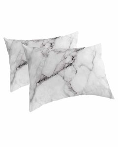 edwiinsa grey marble pillow covers king standard set of 2 bed pillow, modern white abstract art aesthetics plush soft comfort for hair/skin cooling pillowcases with envelop closure 20''x36''
