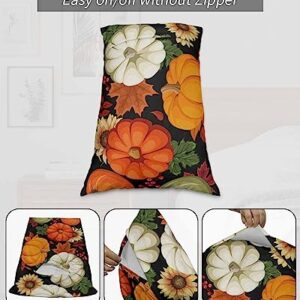 Edwiinsa Thanksgiving Pillow Covers King Standard Set of 2 Bed Pillow, Farmhouse Black Pumpkin Maple Leaves Plush Soft Comfort for Hair/Skin Cooling Pillowcases with Envelop Closure 20''x36''
