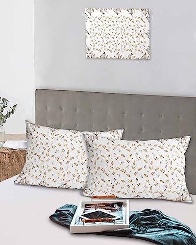 Edwiinsa Thanksgiving Pillow Covers King Standard Set of 2 Bed Pillow, Fall Pumpkin Farmhouse Maple Leaf Grey Plush Soft Comfort for Hair/Skin Cooling Pillowcases with Envelop Closure 20''x36''