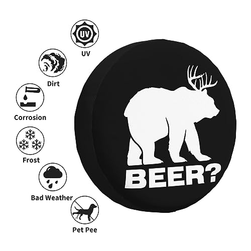 Deer Beer Bear,Funny Tire Cover Universal Fit Spare Tire Protector for Truck SUV Trailer Camper Rv