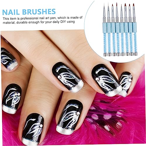 Beavorty 8pcs Set nail art brush set nail liner nail drawing pen DIY nail brush nail drawing brushes nail detail brush nail polish brush UV gel brush nails kit nail art pen 3d fan gradient