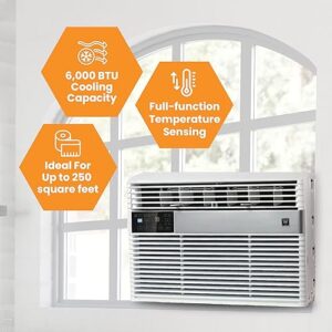 HomePointe 6,000 BTU Window Air Conditioner Unit with 1-Touch Remote Control, LED Display Digital Panel, and Installation Kit, White
