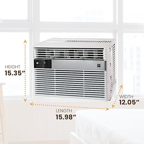 HomePointe 6,000 BTU Window Air Conditioner Unit with 1-Touch Remote Control, LED Display Digital Panel, and Installation Kit, White