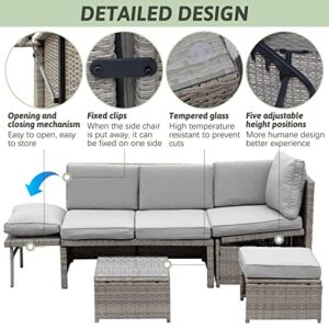 Pieryakers Outdoor Patio Furniture,Rattan Outdoor Furniture Sectional Sofa 4 Piece, All Weather Outdoor Couch,PE Wicker Rattan Outdoor Lounge Patio Sofas with Cushions for Backyard, Poolside, Yard,etc