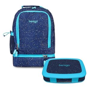 Bentgo® Kids 5-Compartment Lunch Box With Kids 2-in-1 Backpack & Insulated Lunch Bag (Confetti Edition - Abyss Blue)