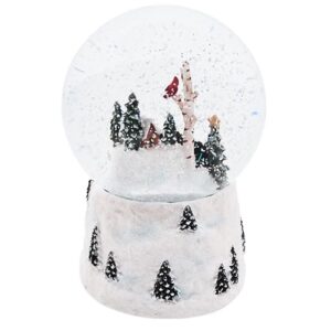 Swirling Snow Globe with a Cabin and a Black Bear Family, Freestanding Christmas Decoration, Festive Holiday Décor, 6.75 Inches