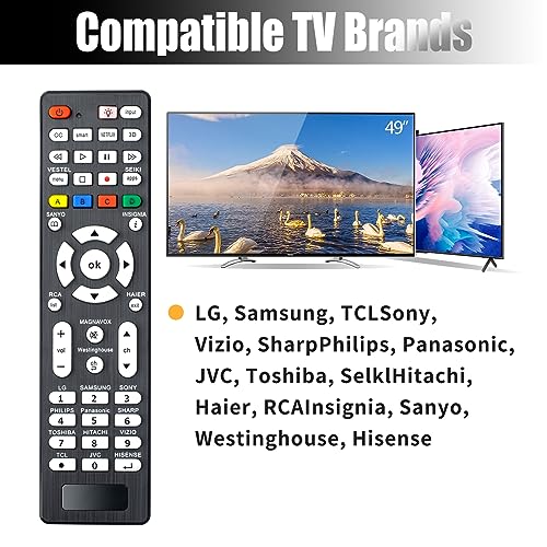 Universal TV Remote Compatible for LG, Samsung, Sony, Philips, Panasonic, Sharp, Toshiba, Hitachi, Vizio, TCL, JVC, Hisense, Haier, Sanyo, RCA, Insignia, Vestel, Seiki, Smart TV Remote Control,