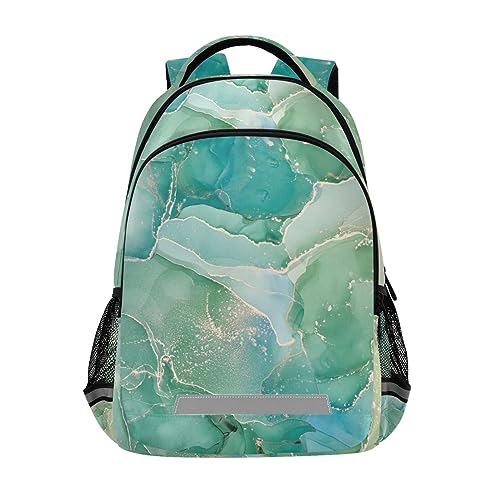 Sletend Durable Kids Backpack Boys Girls Elementary School Bags Green Marble Print School Book Bags for Teens Kindergarten Sturdy Lightweight Travel Gifts, Personalized Prints Student School Bag