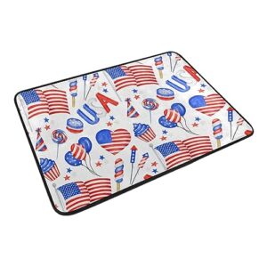 Doormat Welcome Door Mat-Fourth of July Red Blue Colors Independence Day of America,Living Room Kitchen Floor Mat Home  Indoor Outdoor Decoration 24X16INCH