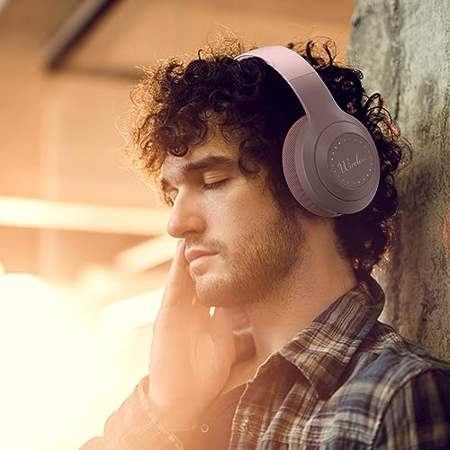 Active Noise Cancelling Headphones Wireless Over Ear Bluetooth Headphones Hi-Res Audio Deep Bass Memory Foam Ear Cups for Home Travel Office(Pink)