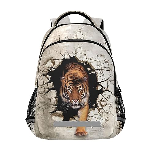 Sletend Durable Kids Backpack Boys Girls Elementary School Bags Tiger Animal School Book Bags for Teens Kindergarten Sturdy Lightweight Travel Gifts, Personalized Prints Student School Bag