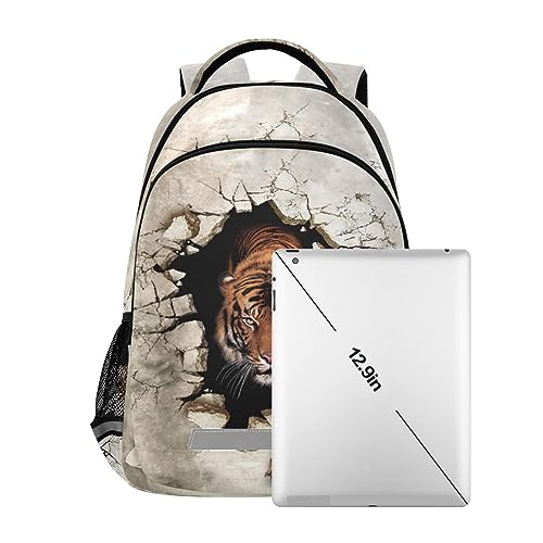 Sletend Durable Kids Backpack Boys Girls Elementary School Bags Tiger Animal School Book Bags for Teens Kindergarten Sturdy Lightweight Travel Gifts, Personalized Prints Student School Bag