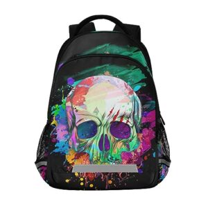 sletend printed backpacks for boys and girls skull oil painting safety student school bag with night reflective strip, kids backpack for elementary primary middle school student school bag