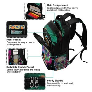 Sletend Printed Backpacks for Boys and Girls Skull Oil Painting Safety Student School Bag with Night Reflective Strip, Kids Backpack for Elementary Primary Middle School Student School Bag