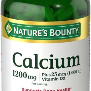 Nature's Bounty Calcium Carbonate & Vitamin D, Supports Immune Health & Bone Health, 1200mg Calcium & 1000IU Vitamin D3, 120 Softgels