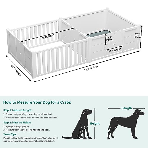 YITAHOME Whelping Box for Dogs with Water-Resistant Floor Mat 78" L×39.4" W Indoor Wooden Dog Pen with Double Rooms for Large Medium Small Dogs Puppies