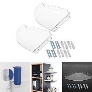 wennqe Bathroom Corner Shelf Clear Shower Rack Corner Punching Shower Organiser Acrylic Shower Shelves Wall Mounted Bath Shelf Bathroom Corner Shelf Shower Organiser