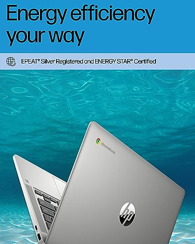 HP 2023 Newest Chromebook 14 Laptop, Intel Quad-Core Processor, 4GB RAM, 64GB eMMC, 14" HD Micro-Edge Display, Ultra Light, 4K Graphics, Anti-Glare, Wi-Fi, Chrome OS, Bundle with JAWFOAL