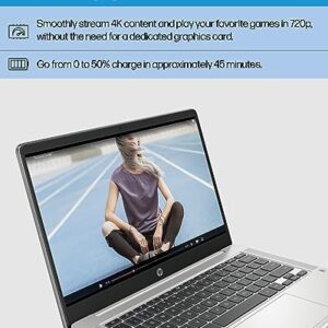 HP 2023 Newest Chromebook 14 Laptop, Intel Quad-Core Processor, 4GB RAM, 64GB eMMC, 14" HD Micro-Edge Display, Ultra Light, 4K Graphics, Anti-Glare, Wi-Fi, Chrome OS, Bundle with JAWFOAL