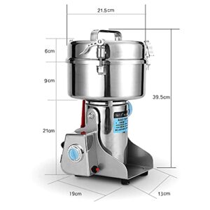 Grain Grinders, 2000g 110V Commercial Electric Herb Mills Spice Grinder Stainless Steel Food Grinding Machine 270° Swing Type Power Mill & Grinder for Coffee Bean Nut, 60-350 Mesh Degree of Crushing