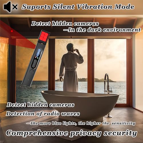 Hidden Camera Detector, Anti-Spy Detector, Hidden Device GPS Detector, Camera Detector, Bug Detector, Privacy Protector, RF Wireless Signal Scanner for Hotels Office Home Travel, 5 Levels Sensitivity