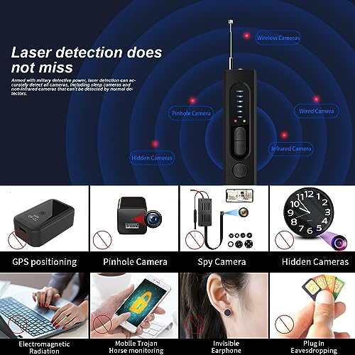Hidden Camera Detector, Anti-Spy Detector, Hidden Device GPS Detector, Camera Detector, Bug Detector, Privacy Protector, RF Wireless Signal Scanner for Hotels Office Home Travel, 5 Levels Sensitivity