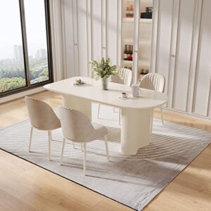 GraceNook White Oval Dining Table,70" Large Dining Room Table, Modern Dining Table for 4 or 6 or 8 Person, for Living Room, Bedroom, Dining Room, Kitchen