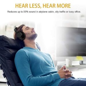 Active Noise Canceling Headphones, Wireless Wired 2 in 1 Foldable Headphones, Over-Ear Bluetooth Headphones with HiFi Stereo, Lightweight Headset with Microphone, Wireless Headphones for Adults/Kids