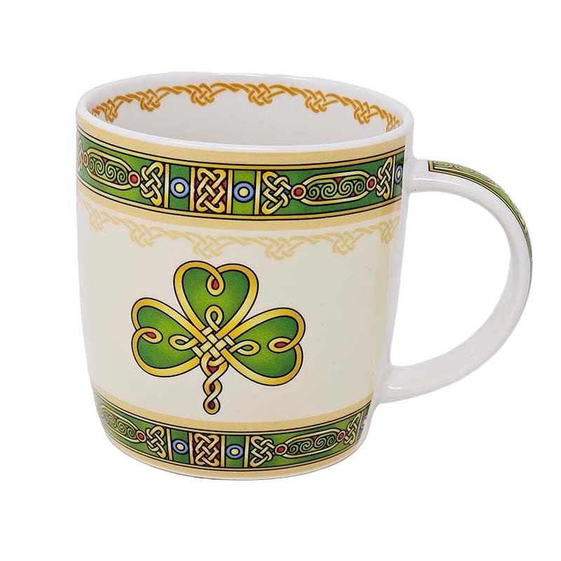 GaelSong Ceramic Shamrock Irish Design with Green Elements Coffee Tea Cup Symbol Hot Drinks Kitchenware Present Housewarming Gift St Patrck's Day