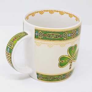 GaelSong Ceramic Shamrock Irish Design with Green Elements Coffee Tea Cup Symbol Hot Drinks Kitchenware Present Housewarming Gift St Patrck's Day