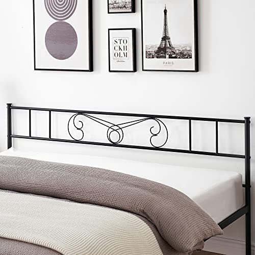 GAOMON Black Bed Frame Platform with Headboard and Footboard,Metal Platform Bed Frame，No Box Spring Needed,Under Bed Storage Space,Mattress Foundation,Simple Assembly,Modern Style,King Size