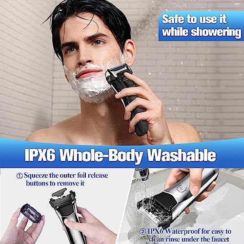 Electric Razor for Men,Shavers for Men Electric Razor Wet Dry,Rechargeable Mens Shaver Electric Foil for Men Face Waterproof,USB Travel Cordless Man Electric Razor Shaving Facial with Trimmer