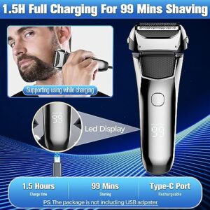 Electric Razor for Men,Shavers for Men Electric Razor Wet Dry,Rechargeable Mens Shaver Electric Foil for Men Face Waterproof,USB Travel Cordless Man Electric Razor Shaving Facial with Trimmer