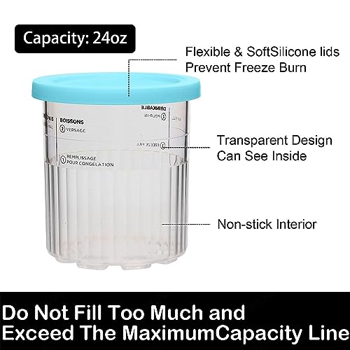 EVANEM Creami Pint Containers, for Creami Ninja Ice Cream,24 OZ Ice Cream Pints with Lids Bpa-Free,Dishwasher Safe Compatible NC500,NC501 Series Ice Cream Maker